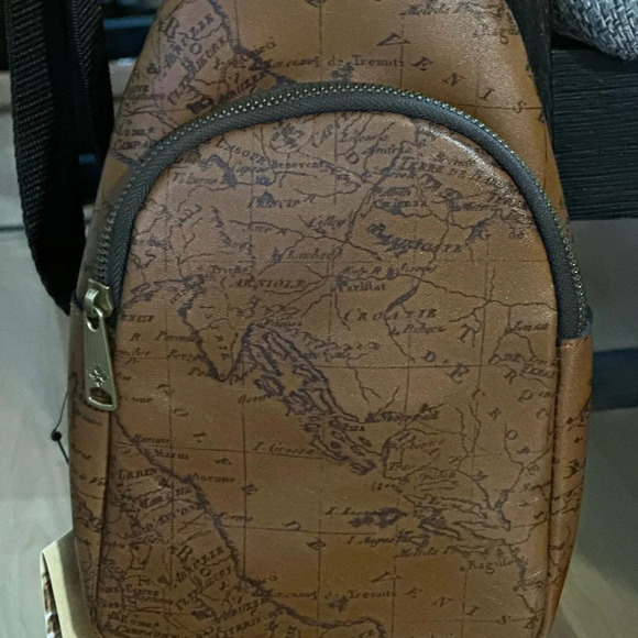 Patricia Nash Marisol European Map Leather Sling Bag Riot Rust NWT - Picture 11 of 13